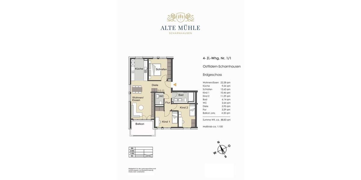 Erdgeschoßwohnung Ostfildern - 4 Zimmer, 89 m&sup2;, 1.490&euro; | Angebot:24859373