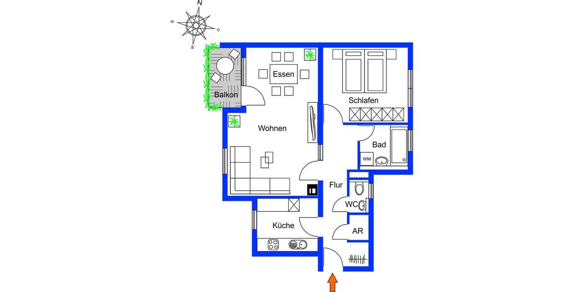 Etagenwohnung Ehningen - 2.5 Zimmer, 62 m&sup2;, 870&euro; | Angebot:26045548