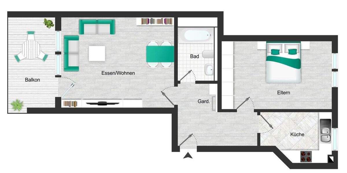 Etagenwohnung Böblingen Dagersheim - 2 Zimmer, 58 m&sup2;, 235.000&euro; | Angebot:25770719