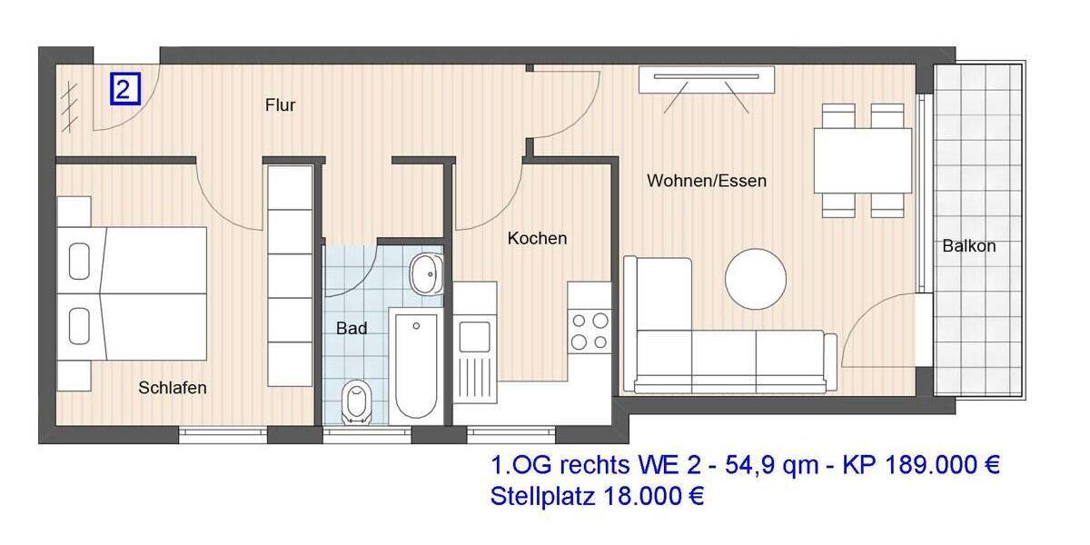 Etagenwohnung Ostfildern Scharnhausen - 3 Zimmer, 68 m&sup2;, 233.000&euro; | Angebot:25701201