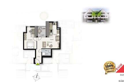 Wohnung Weil im Schönbuch - 2 Zimmer, 49 m&sup2;, 299.000&euro; | Angebot:26094886