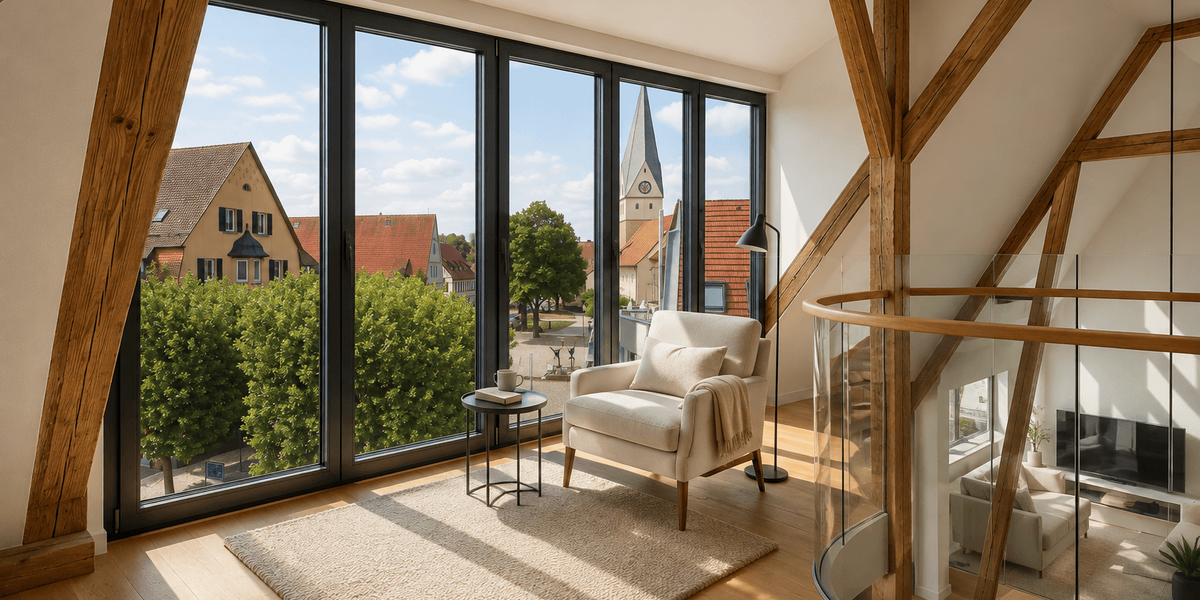 3 Zi. Dachgeschosswohnung mit zusätzlich ca. 30m² Bühnengrundfl. Galerie- od. Maisonette-Potenzial - Dachgeschoßwohnung Weilheim an der Teck | Angebot:27532418