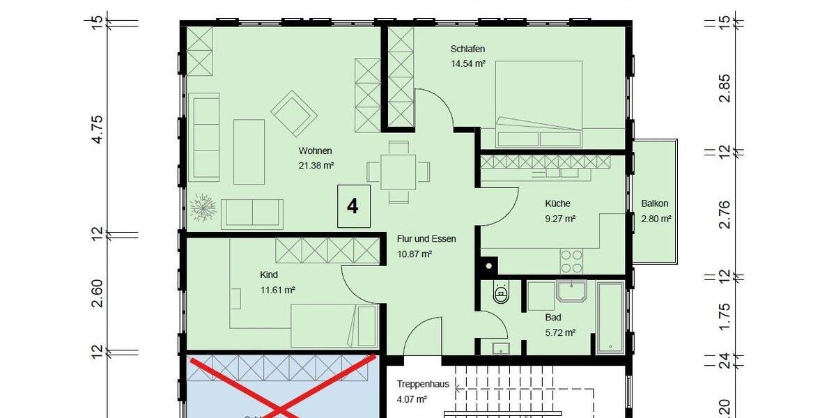 Etagenwohnung Notzingen - 3.5 Zimmer, 74 m&sup2;, 810&euro; | Angebot:26019814