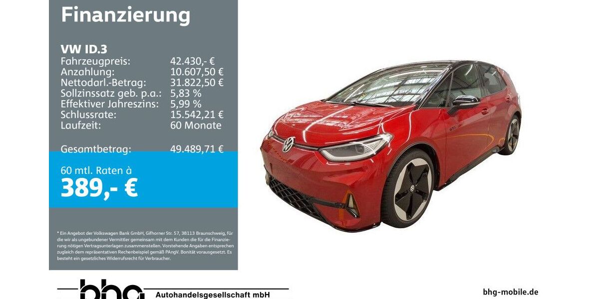VW ID.3 3.119 km 42.430 &euro; Reutlingen 72770