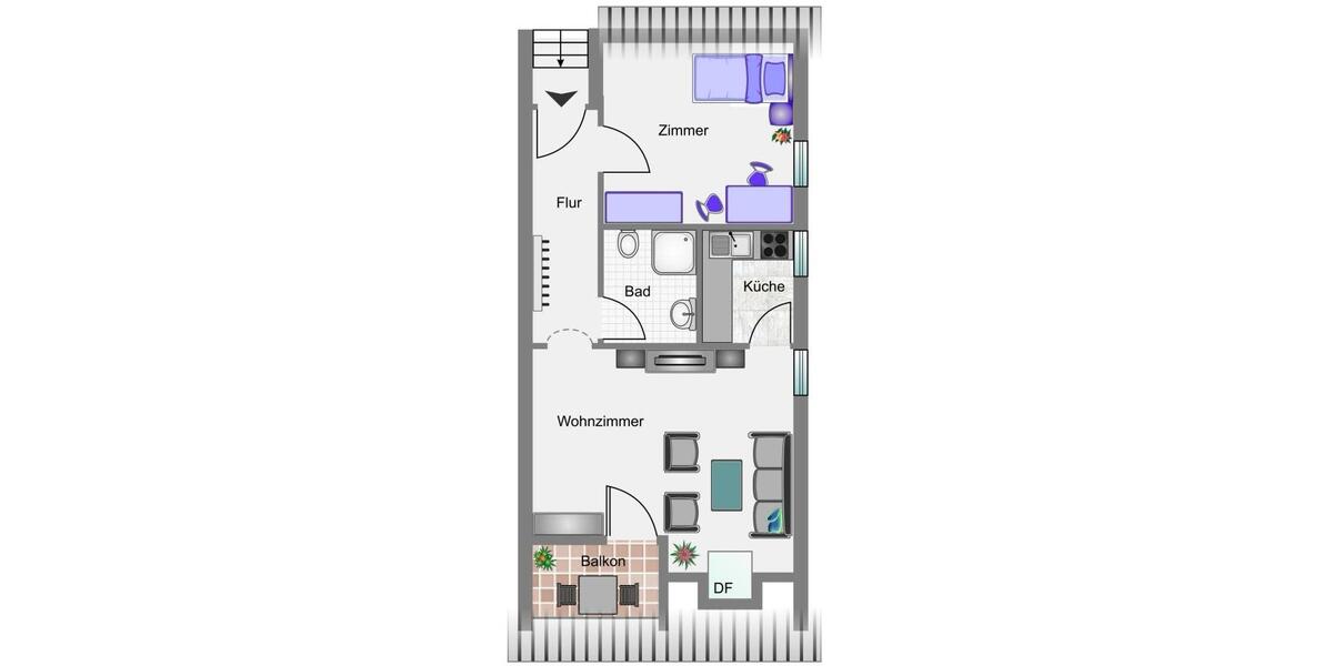Etagenwohnung Tübingen Schönblick / Winkelwiese - 2 Zimmer, 46 m&sup2;, 299.000&euro; | Angebot:27076331