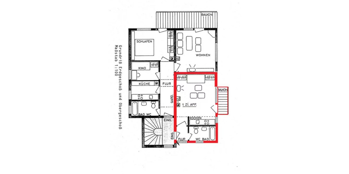 Etagenwohnung Leinfelden-Echterdingen Echterdingen - 1.5 Zimmer, 29 m&sup2;, 125.000&euro; | Angebot:25919230