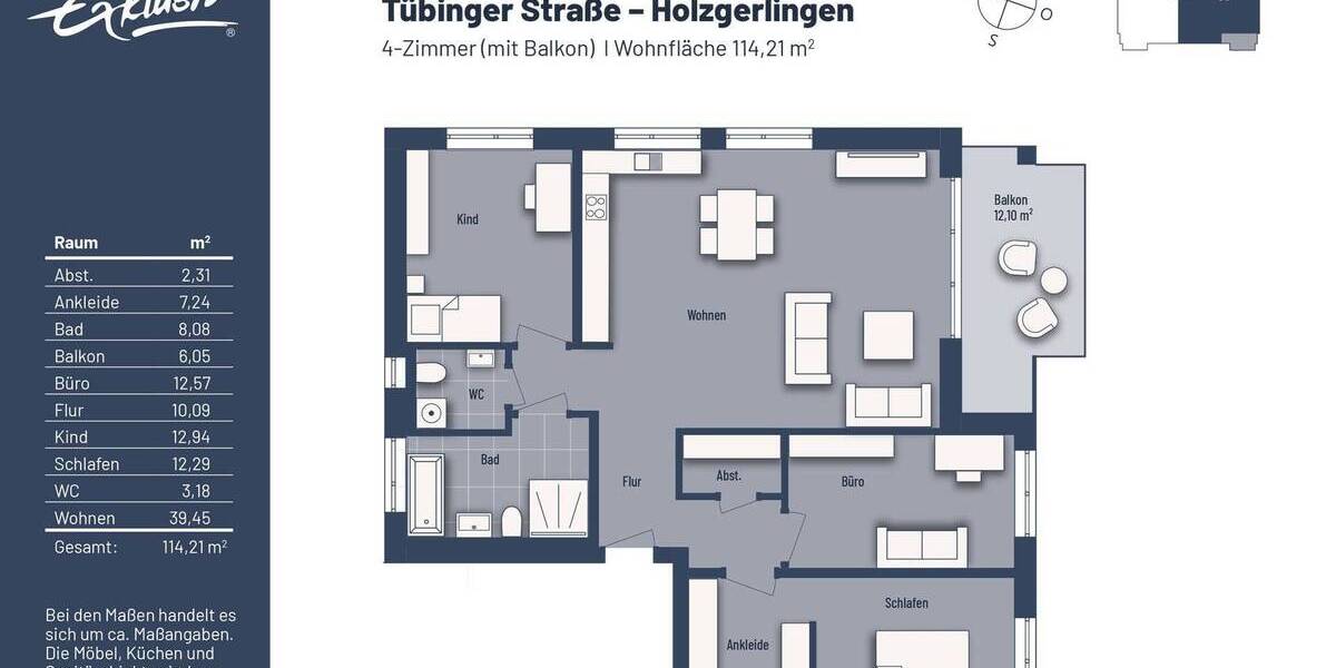 Etagenwohnung Holzgerlingen - 4 Zimmer, 114 m&sup2;, 725.000&euro; | Angebot:25745239
