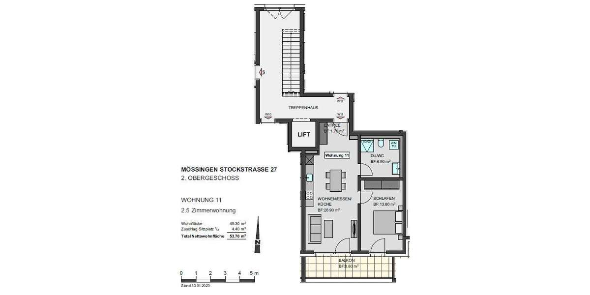 Etagenwohnung Mössingen - 2.5 Zimmer, 54 m&sup2;, 296.450&euro; | Angebot:19813626