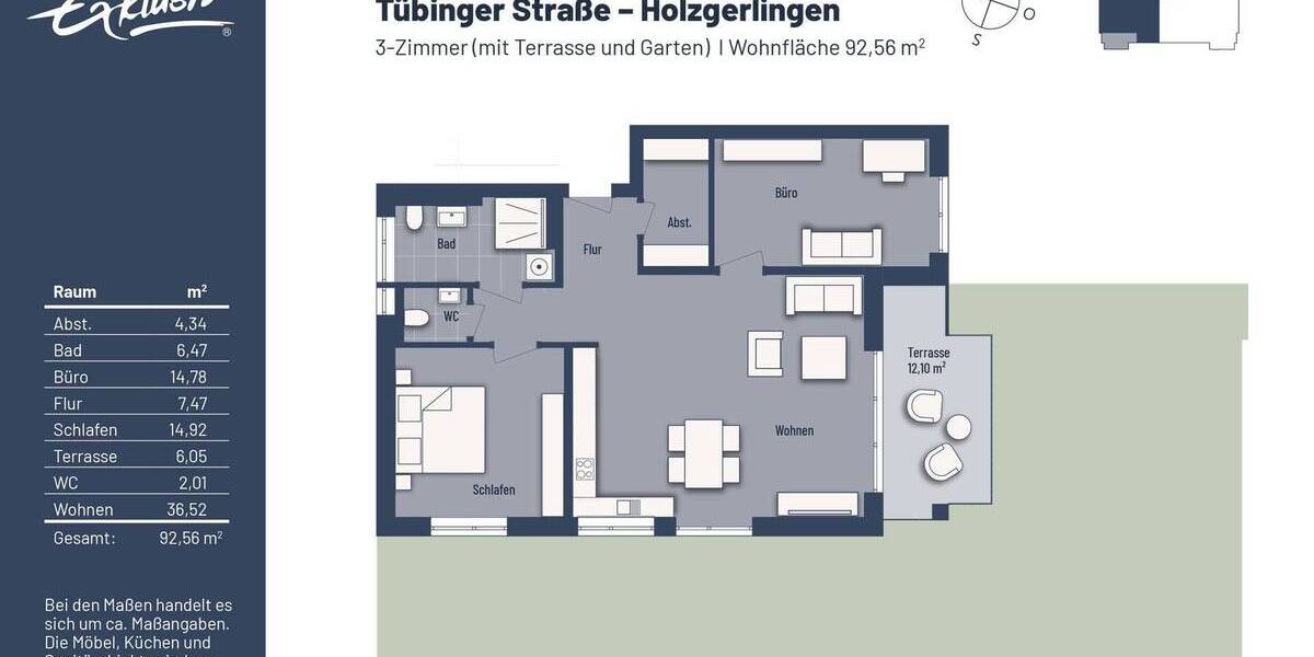Etagenwohnung Holzgerlingen - 3 Zimmer, 92 m&sup2;, 589.000&euro; | Angebot:25745235