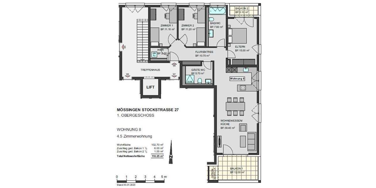 Etagenwohnung Mössingen - 4.5 Zimmer, 109 m&sup2;, 584.900&euro; | Angebot:19813630