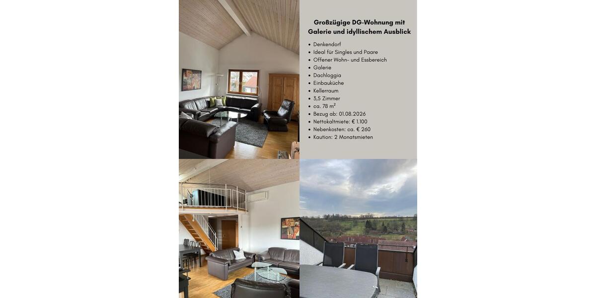 Etagenwohnung Denkendorf - 3.5 Zimmer, 78 m&sup2;, 1.360&euro; | Angebot:26039054