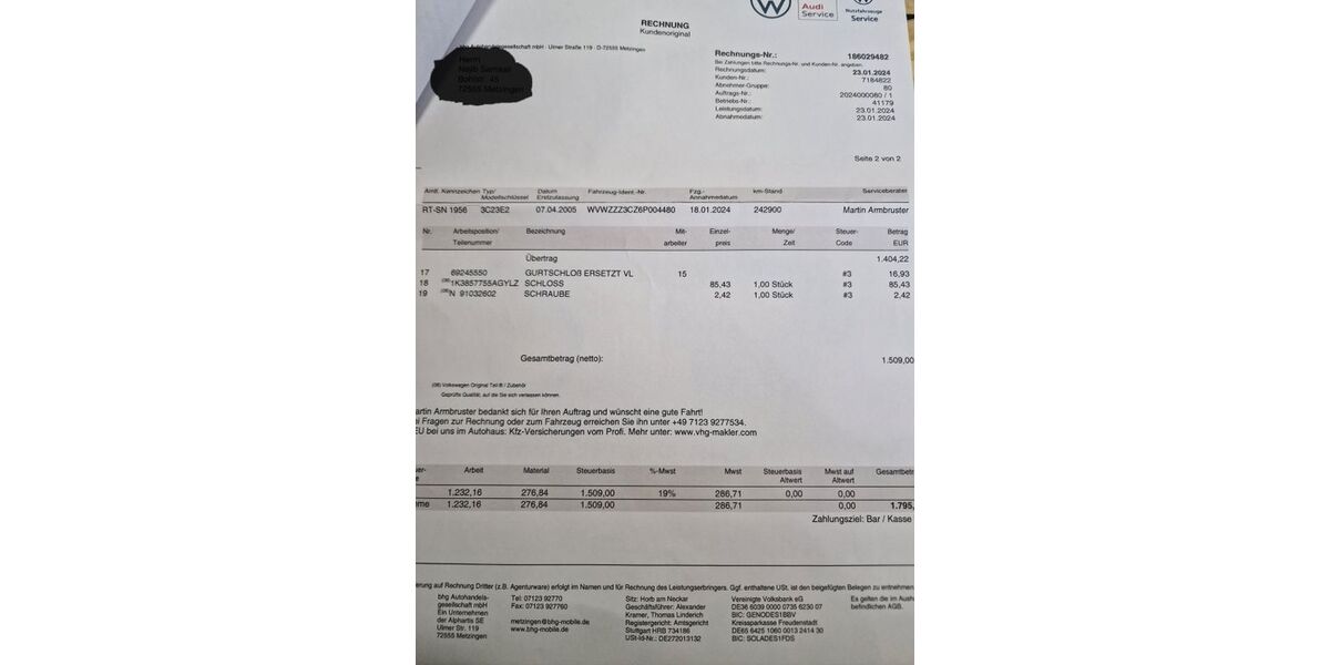 VW Passat 270.925 km 2.700 &euro; Metzingen 72555