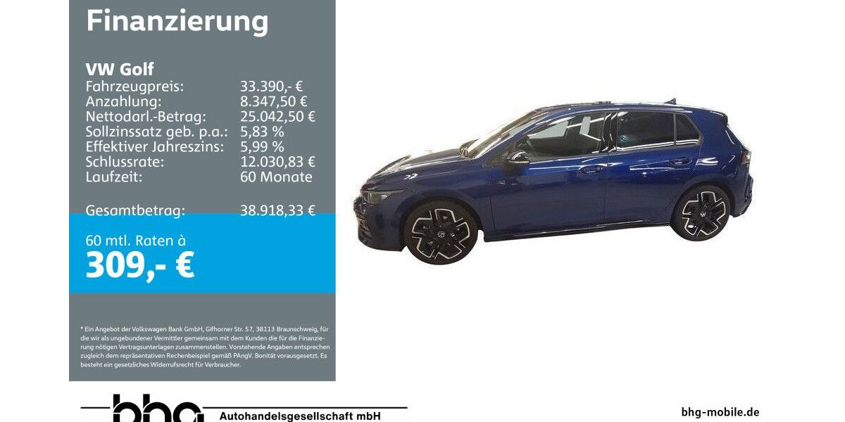 VW Golf 11.496 km 33.960 &euro; Mössingen 72116