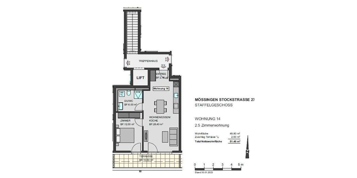 Etagenwohnung Mössingen - 2.5 Zimmer, 51 m&sup2;, 309.900&euro; | Angebot:19786101