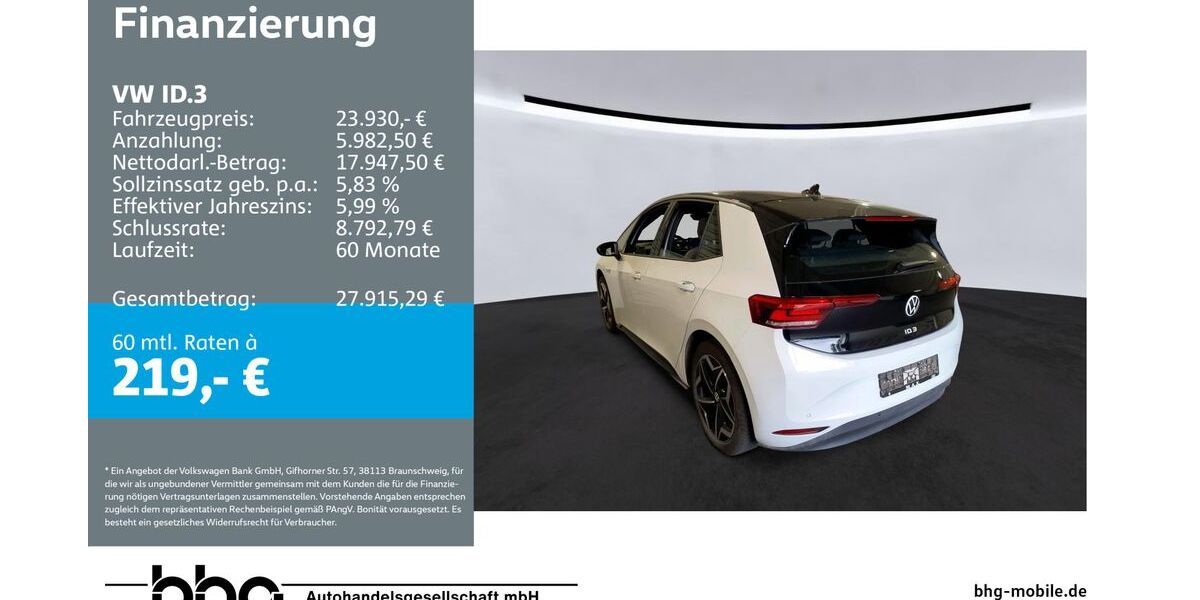 VW ID.3 10.929 km 23.930 &euro; Reutlingen 72770