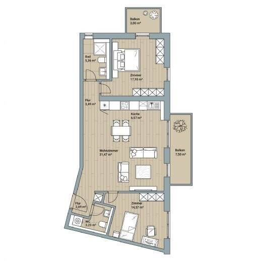 Etagenwohnung Tübingen Innenstadt - 3 Zimmer, 88 m&sup2;, 619.000&euro; | Angebot:25667831