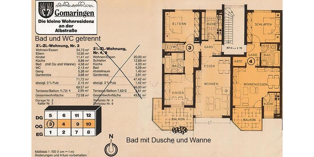 Etagenwohnung Gomaringen - 3 Zimmer, 72 m&sup2;, 690&euro; | Angebot:27612651