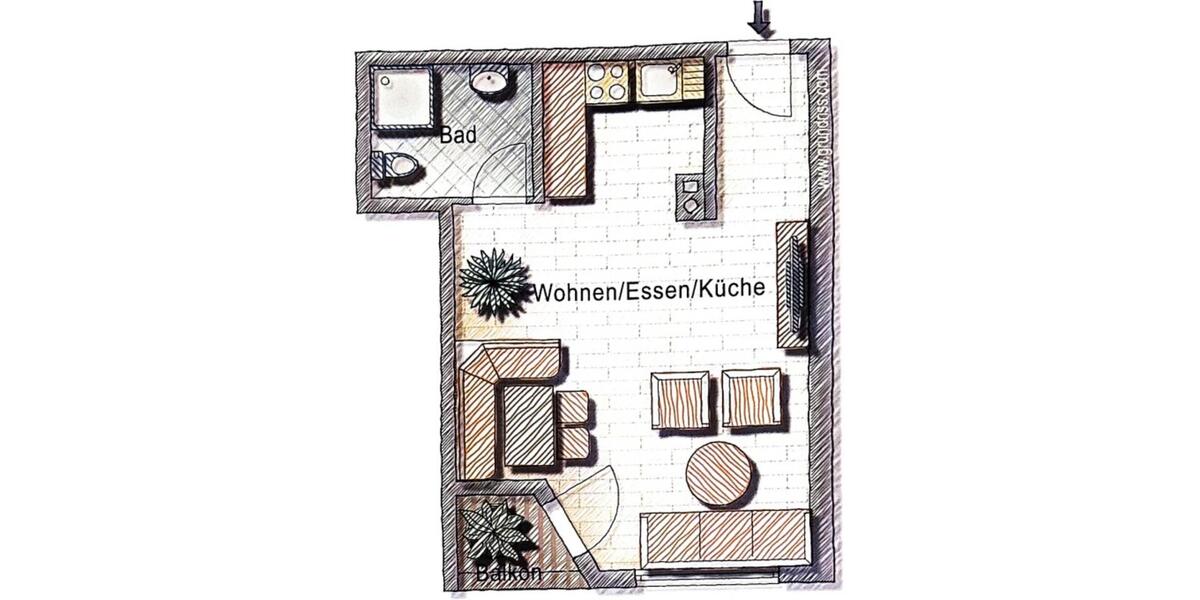 Etagenwohnung Ammerbuch - 1 Zimmer, 35 m&sup2;, 129.000&euro; | Angebot:25239343