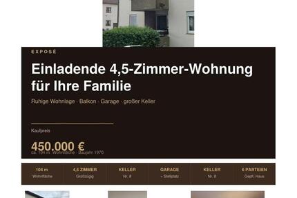Wohnung Wendlingen am Neckar - 4.5 Zimmer, 104 m&sup2;, 450.000&euro; | Angebot:25288895