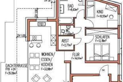 Wohnung Dettingen - 3.5 Zimmer, 104 m&sup2;, 1.640&euro; | Angebot:25349304