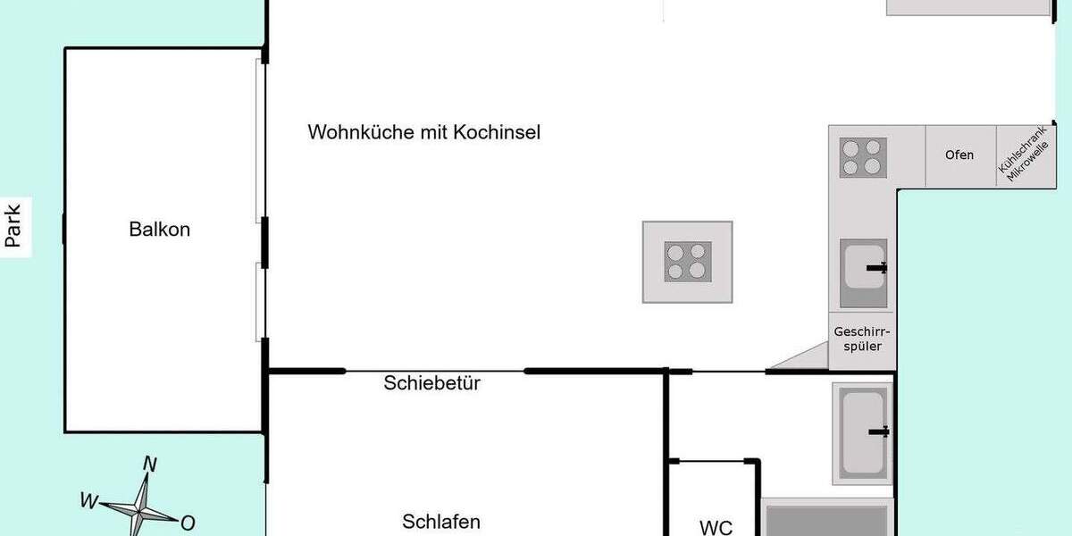 Etagenwohnung Tübingen Südstadt - 2 Zimmer, 47 m&sup2;, 365.000&euro; | Angebot:25670680