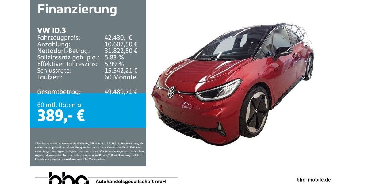 VW ID.3 11.576 km 42.430 &euro; Reutlingen 72770