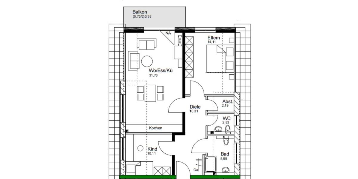 Dachgeschoßwohnung Gäufelden - 3 Zimmer, 79 m&sup2;, 1.190&euro; | Angebot:25857980