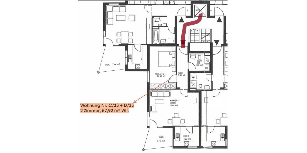 Etagenwohnung Reutlingen Reutlingen (Kernstadt) - 2 Zimmer, 58 m&sup2;, 275.000&euro; | Angebot:26710692