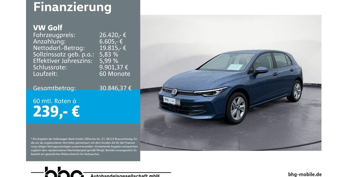VW Golf 8.564 km 26.420 &euro; Mössingen 72116