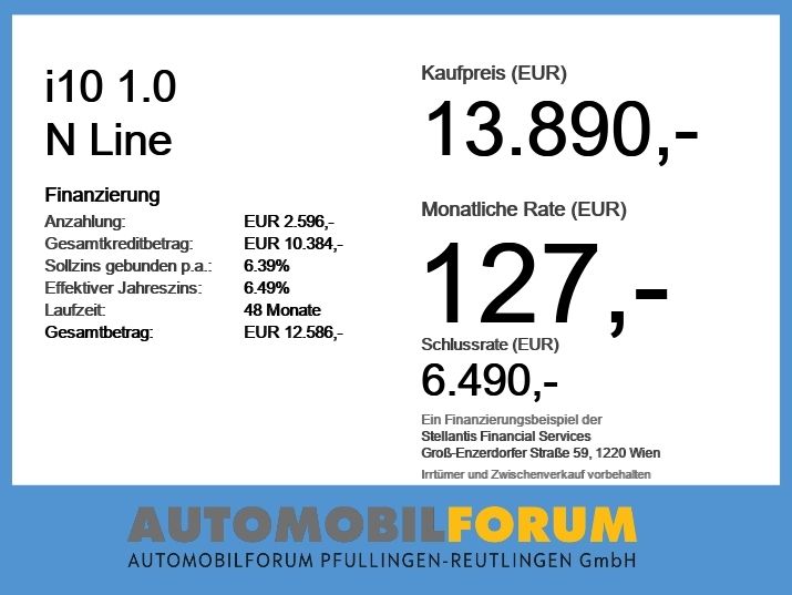 Hyundai i10 50.610 km 13.890 &euro; Pfullingen 72793