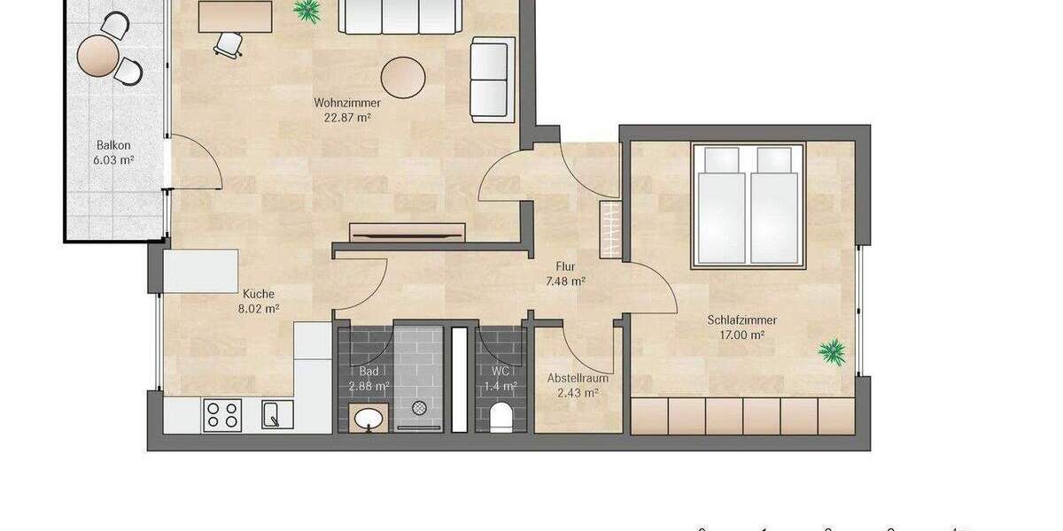 Etagenwohnung Filderstadt Plattenhardt - 2 Zimmer, 65 m&sup2;, 284.900&euro; | Angebot:25782953