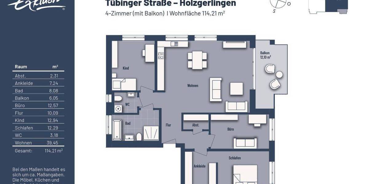 Etagenwohnung Holzgerlingen - 4 Zimmer, 114 m&sup2;, 725.000&euro; | Angebot:25690441