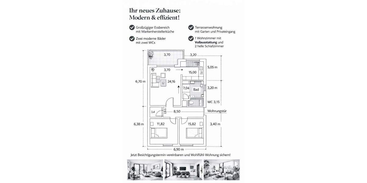 Etagenwohnung Steinenbronn - 3 Zimmer, 90 m&sup2;, 379.000&euro; | Angebot:25784614