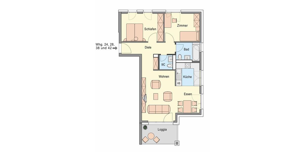Etagenwohnung Denkendorf - 3 Zimmer, 73 m&sup2;, 1.044&euro; | Angebot:26678674