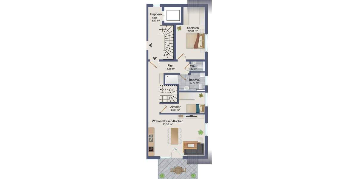 Etagenwohnung Rottenburg Ergenzingen - 5 Zimmer, 103 m&sup2;, 476.000&euro; | Angebot:25748739