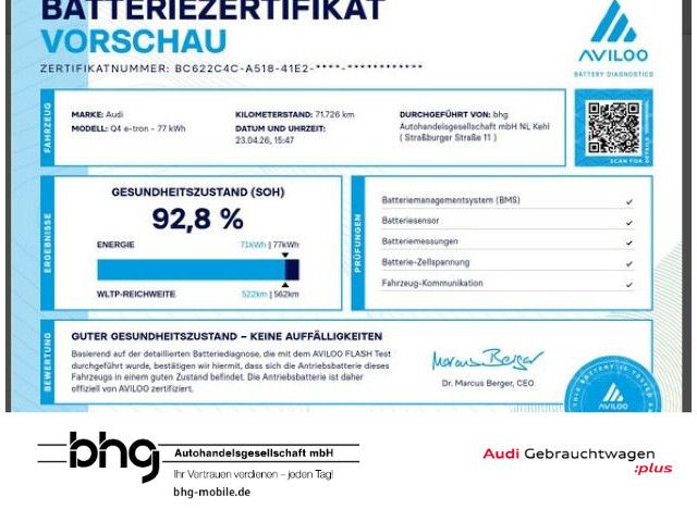Audi Q4 e-tron 71.726 km 42.430 &euro; Reutlingen 72760